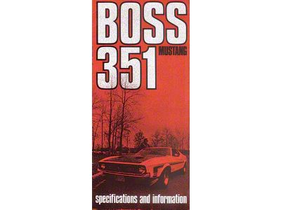 1971 Mustang Boss 351 Owner's Manual Supplement, 6 Pages