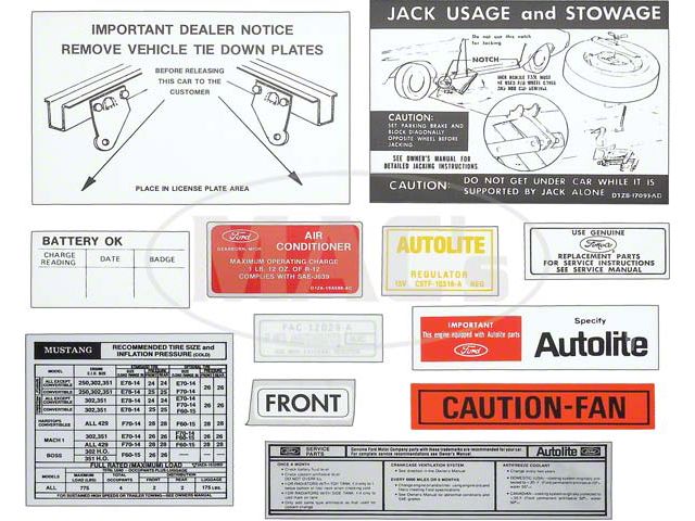 1971 Mustang Decal Kit