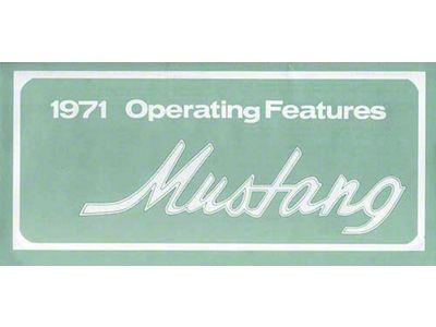 1971 Mustang Owner's Manual, 30 Pages