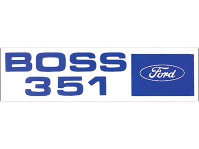 1971 Mustang Valve Cover Decal, Boss 351 V8