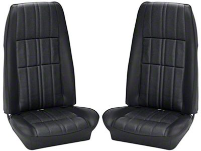 1972-1973 Mustang Coupe Deluxe and Grande Front Bucket and Rear Bench Seat Cover Set, Black