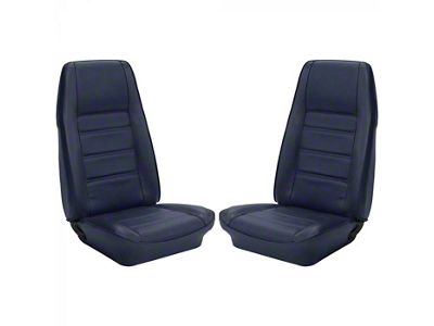 1972-1973 Mustang Coupe TMI Premium Standard Interior Front Bucket and Rear Bench Seat Cover Set, Dark Blue