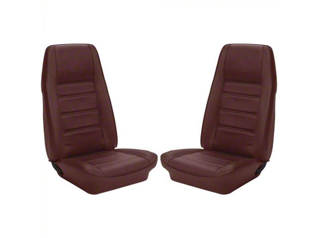 1972-1973 Mustang Coupe TMI Premium Standard Interior Front Bucket and Rear Bench Seat Cover Set, Dark Red