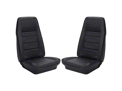 1972-1973 Mustang Coupe TMI Premium Standard Interior Front Bucket and Rear Bench Seat Cover Set, Black