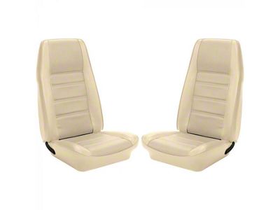 1972-1973 Mustang CoupeTMI Premium Standard Interior Front Bucket and Rear Bench Seat Cover Set, White