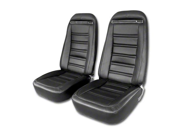CA 1972-1974 Corvette Seat Covers Driver Leather Black With All Leather Construction