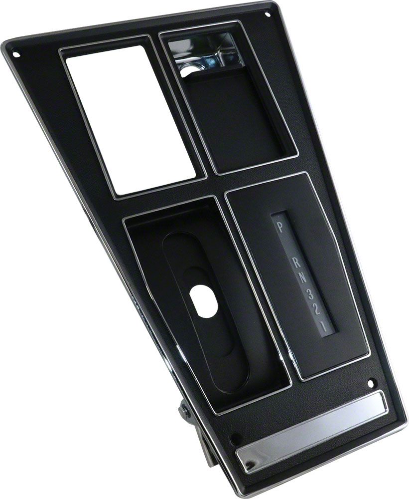 C3 Corvette Console Shift Plate – 1981-1982 – Power Window & Mirror Cutouts – Black Plastic