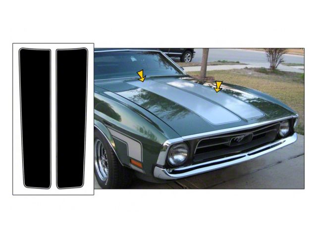 1972 Mustang Sprint Dual Hood Stripe Kit, One Color Stripe