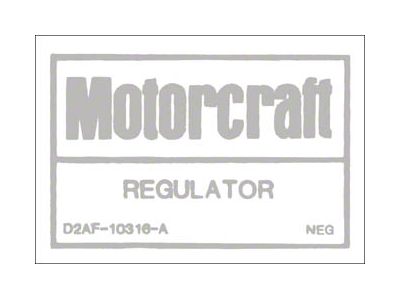 1972 Mustang Voltage Regulator Decal for Cars without A/C
