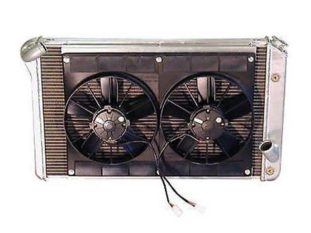 1973-1976 Corvette Aluminum Radiator And Fan Module Assembly Small Block For Cars With Manual Transmission