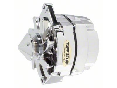 1973-1979 Camaro Silver Bullet Alternator; 100 AMP; OEM Or 1 Wire; V Groove Bullet Pulley; 4.85 in. Case Depth; Lower Mount Boss 2 in. Long; Polished; 9 Clocking;