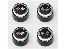 1973-1979 Corvette Aluminum Wheel Center Cap Set Black With Emblems