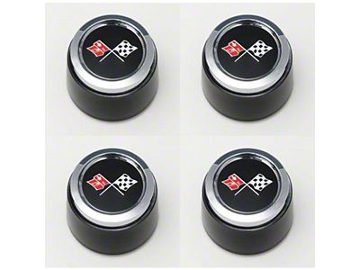1973-1979 Corvette Aluminum Wheel Center Cap Set Black With Emblems