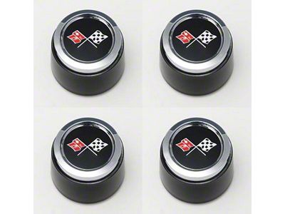 1973-1979 Corvette Aluminum Wheel Center Cap Set Black With Emblems