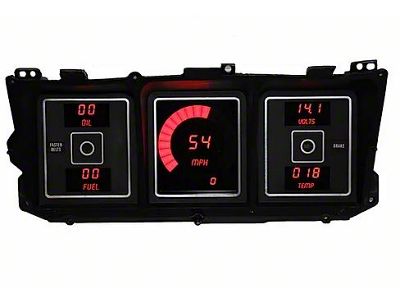 LED Digital Gauge Cluster, Red, 1973-1979