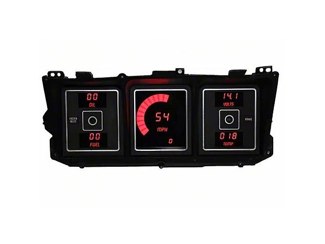 LED Digital Gauge Cluster, Red, 1973-1979