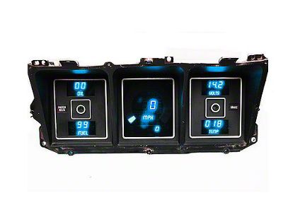 LED Digital Gauge Cluster, Teal, 1973-1979