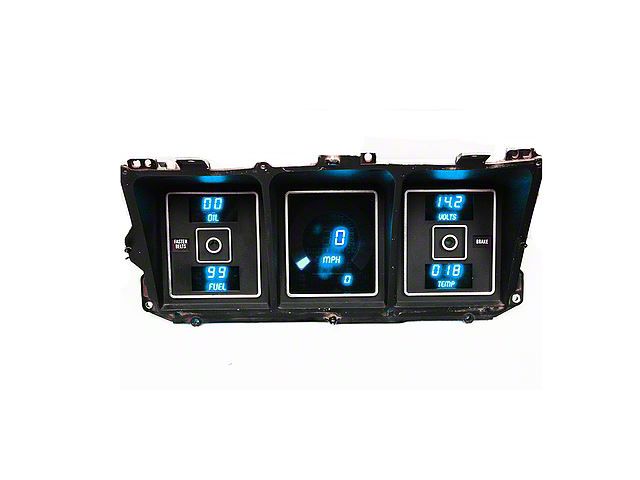 LED Digital Gauge Cluster, Teal, 1973-1979