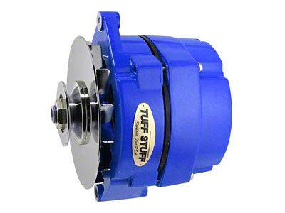 1973-1983 Camaro Alternator; 100 AMP; OEM Or 1 Wire; V Groove Pulley; Blue Powdercoat w/Chrome Accents;