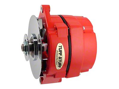 1973-1983 Camaro Alternator; 100 AMP; OEM Or 1 Wire; V Groove Pulley; Red Powdercoat w/Chrome Accents;