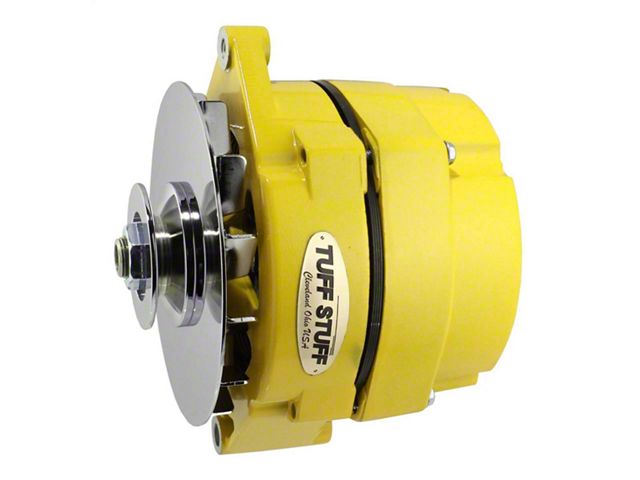 1973-1983 Camaro Alternator; 100 AMP; OEM Or 1 Wire; V Groove Pulley; Yellow Powdercoat w/Chrome Accents;