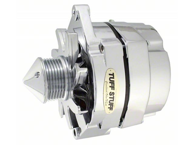 1973-1983 Camaro Silver Bullet Alternator; 100 AMP; OEM Or 1 Wire; 6 Groove Pulley; 4.85 in. Case Depth; Lower Mount Boss 2 in. Long; Chrome;