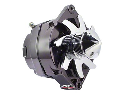 1973-1983 Camaro Silver Bullet Alternator; 100 AMP; OEM Or 1 Wire; 6 Groove Pulley; 4.85 in. Case Depth; Lower Mount Boss 2 in. Long; Black Chrome;