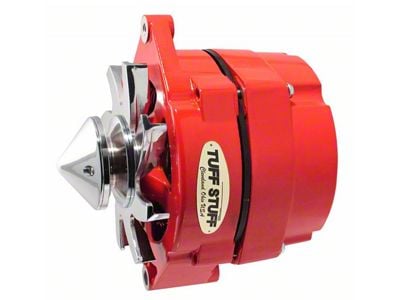 1973-1983 Camaro Silver Bullet Alternator; 100 AMP; OEM Or 1 Wire; V Groove Bullet Pulley; Red Powdercoat w/Chrome Accents;