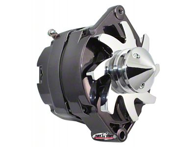 1973-1983 Camaro Silver Bullet Alternator; 100 AMP; OEM Or 1 Wire; V Groove Pulley; 4.85 in. Case Depth; Lower Mount Boss 2 in. Long; Black Chrome;