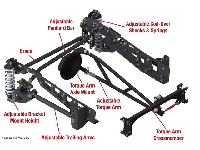 1973-1987 Chevy C10 QA1 Rear Suspension System, Double Adjustable, 10 Bolt Rear