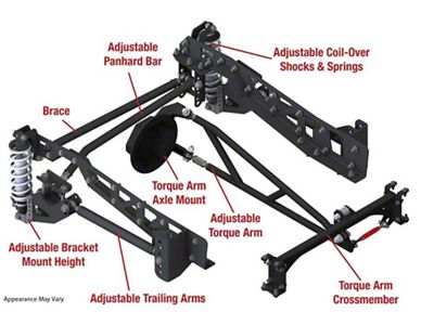 1973-1987 Chevy C10 QA1 Rear Suspension System, Single Adjustable, 10 Bolt Rear
