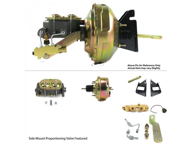 1973-1987 Chevy-GMC C/K Power Brake Booster Kit, Firewall Mount-11 Dual Diaphragm Booster, Disc/Disc-Bottom Mount Proportioning Valve