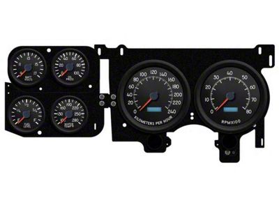 1973-1987 Chevrolet-GMC Truck New Vintage USA 6 Gauge Aviator Series Package - 240 KPH Programmable Speedometer with Tachometer, Oil Pressure, Water Temp, Fuel and Volt Meter - Black