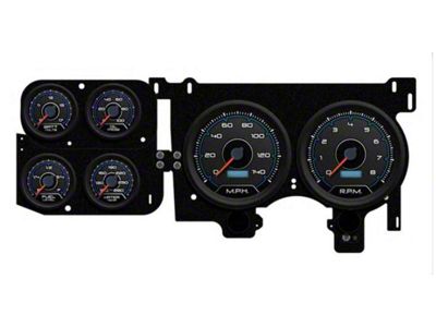 1973-1987 Chevrolet-GMC Truck New Vintage USA 6 Gauge CFR Series Package - 140 MPH Programmable Speedometer with Tachometer, Oil Pressure, Water Temp, Fuel and Volt Meter - Blue