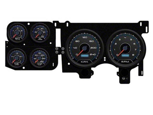 1973-1987 Chevrolet-GMC Truck New Vintage USA 6 Gauge CFR Series Package - 240 KPH Programmable Speedometer with Tachometer, Oil Pressure, Water Temp, Fuel and Volt Meter - Blue