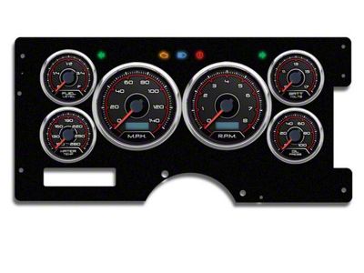 1973-1987 Chevrolet-GMC Truck New Vintage USA 6 Gauge CFR Series Package - 240 KPH Programmable Speedometer with Tachometer, Oil Pressure, Water Temp, Fuel and Volt Meter - Red