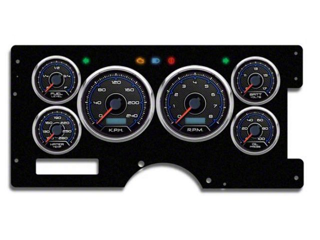 1973-1987 Chevrolet-GMC Truck New Vintage USA 6 Gauge CFR Series Package - 240 KPH Programmable Speedometer with Tachometer, Oil Pressure, Water Temp, Fuel and Volt Meter - Blue