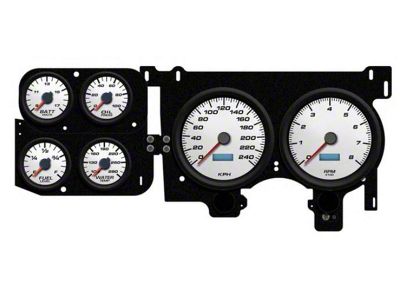 1973-1987 Chevrolet-GMC Truck New Vintage USA 6 Gauge Performance II Series Package - 240 KPH Programmable Speedometer with Tachometer, Oil Pressure, Water Temp, Fuel and Volt Meter - White