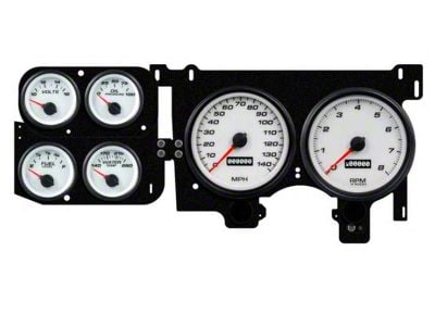 1973-1987 Chevrolet-GMC Truck New Vintage USA 6 Gauge Performance Series Package - 140 MPH Programmable Speedometer with Tachometer, Oil Pressure, Water Temp, Fuel and Volt Meter - White