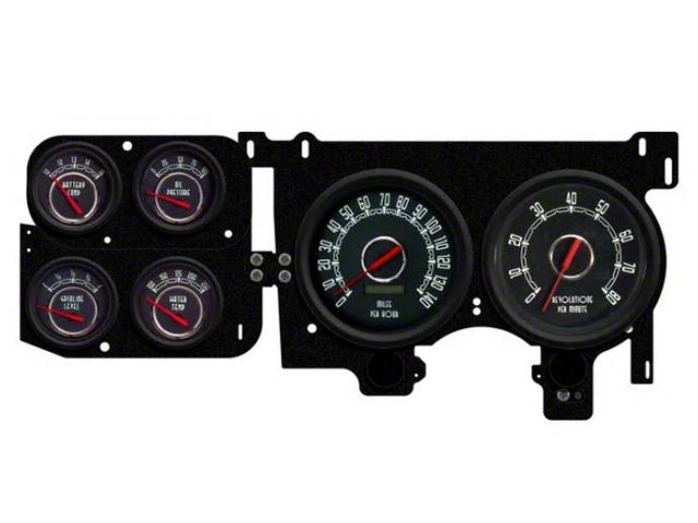 1973-1987 Chevrolet-GMC Truck New Vintage USA 6 Gauge Woodward Series Package - 140 MPH Programmable Speedometer with Tachometer, Oil Pressure, Water Temp, Fuel and Volt Meter - Black