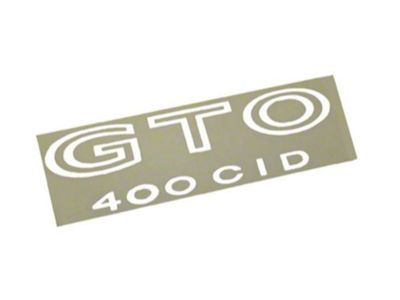 1973 GTO 400 CID Fender Decal Ea - White