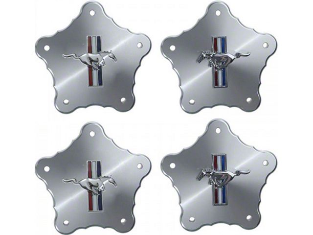 1973 Mustang Billet Hub Cap Set with Logos, 4 Pieces