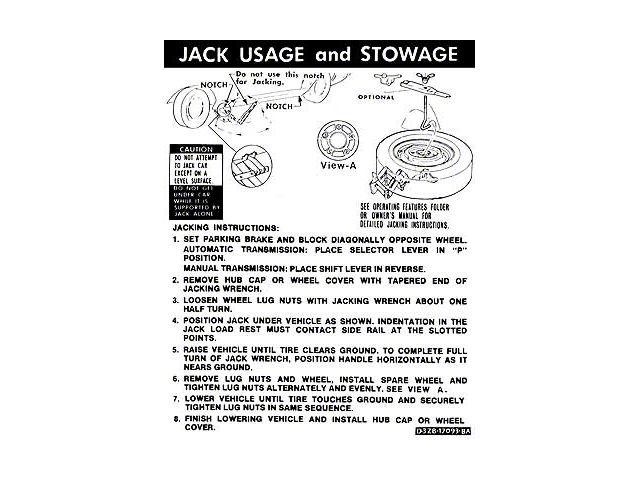 1973 Mustang Convertible Jack Instruction Decal