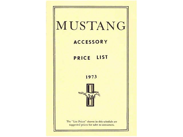 1973 Mustang New Car Accessory Price List