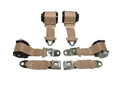 1974-1975 Corvette 3-Point Shoulder Harness And Seat Belt Set Retractable Coupe Saddle