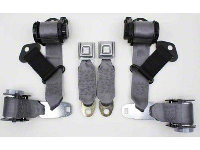 1974-1975 Corvette 3-Point Shoulder Harness And Seat Belt Set Retractable Coupe Silver