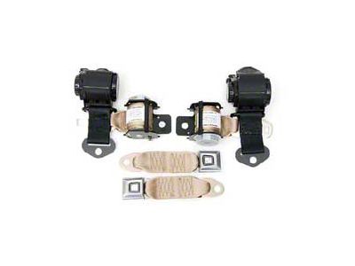 1974-1977 Corvette 3-Point Shoulder Harness And Seat Belt Set Retractable Coupe Tan