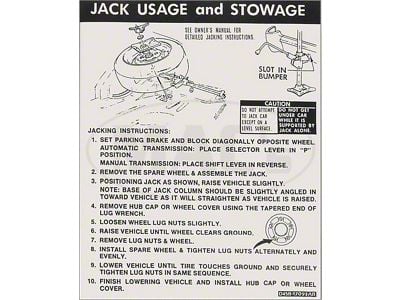1974 Ford Thunderbird Jacking Instructions Decal