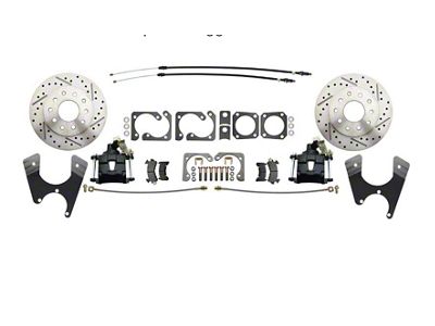 1975-1981 Camaro 10/12 Bolt Pattern Disc Brake Kit with E-Brake & Powder Coated Black Calipers Staggered Shocks