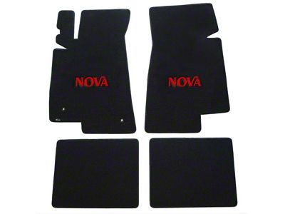 1975-79 Nova Lloyds Ultimat Black Front/Rear Floor Mats With Red Nova Logo